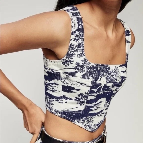 Reformation Tops - Reformation Raya Naked Lunch Denim Bustier Top